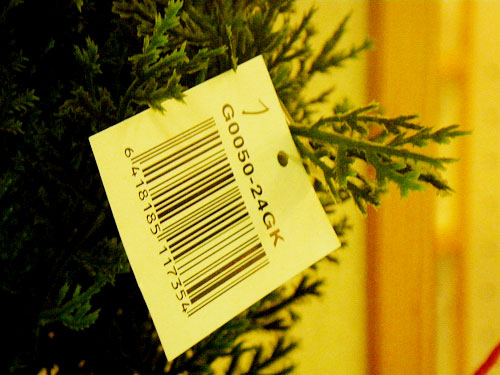 Fake tree with barcode